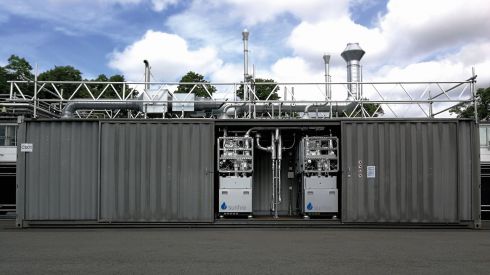 Hochtemperaturelektrolyse Container Generation 1.0 (Sunfire-HyLink) am Sunfire-Standort in Dresden